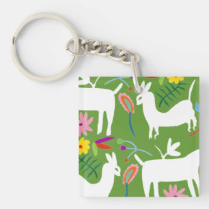 Modern Otomi Design   Llama Donkey Design Keychain