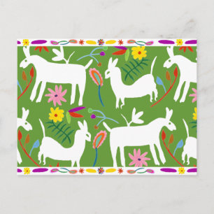 Modern Otomi Design   Llama Donkey Design Postcard