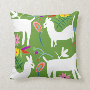 Modern Otomi Design   Llama Donkey Design Throw Pillow