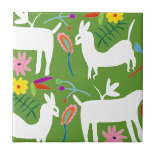 Modern Otomi Design   Llama Donkey Design Tile