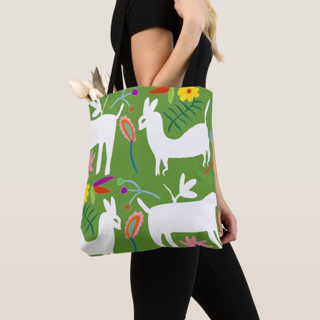Modern Otomi Design | Llama Donkey Design Tote Bag (Close Up)