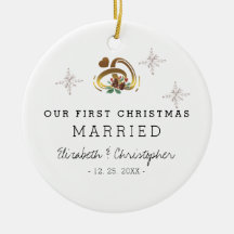 Modern Our First Christmas Married Photo