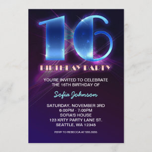 modern outstanding 16 birthday invitations