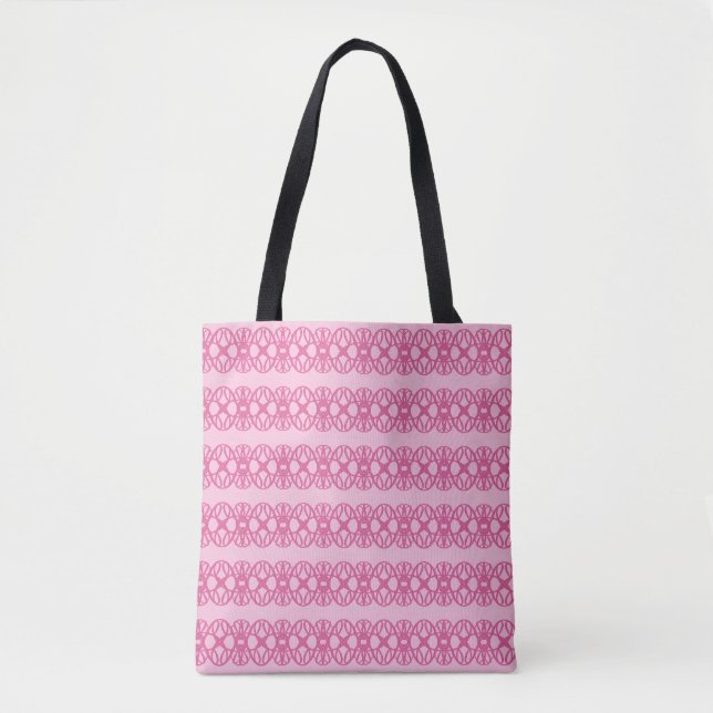 Modern oval geometric shape on rose gold tote bag (Front)