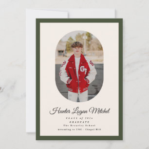 Modern Oval Green High School Photo Graduate Announcement