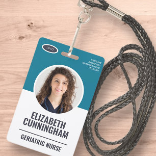 Modern Oval Logo Employee Photo Name Barcode Badge