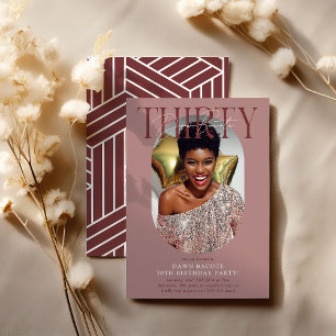 Modern Oval Photo & Signature 30th Birthday Invitation
