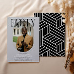 Modern Oval Photo & Signature 40th Birthday Invitation<br><div class="desc">Modern stylish 40th Birthday Invitation. Design features an oval photograph of the birthday girl/boy, the elegant lettering 'FORTY' with the persons name in signature script over the top and a simple birthday party template that is easy to customize with your own details. The colours can also be changed to match...</div>