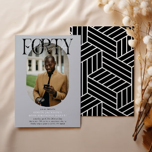 Modern Oval Photo & Signature 40th Birthday Invitation