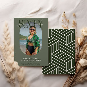 Modern Oval Photo & Signature 60th Birthday Invitation