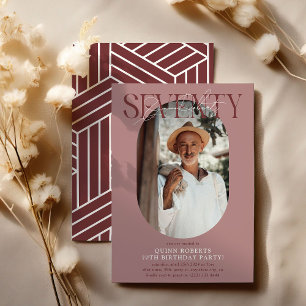 Modern Oval Photo & Signature 70th Birthday Invitation