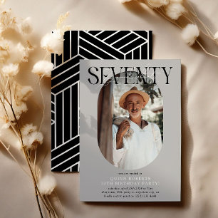 Modern Oval Photo & Signature 70th Birthday Invitation