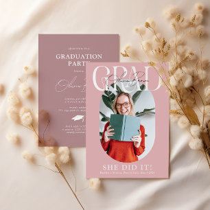 Modern Oval Photo & Signature Graduation Party  Invitation