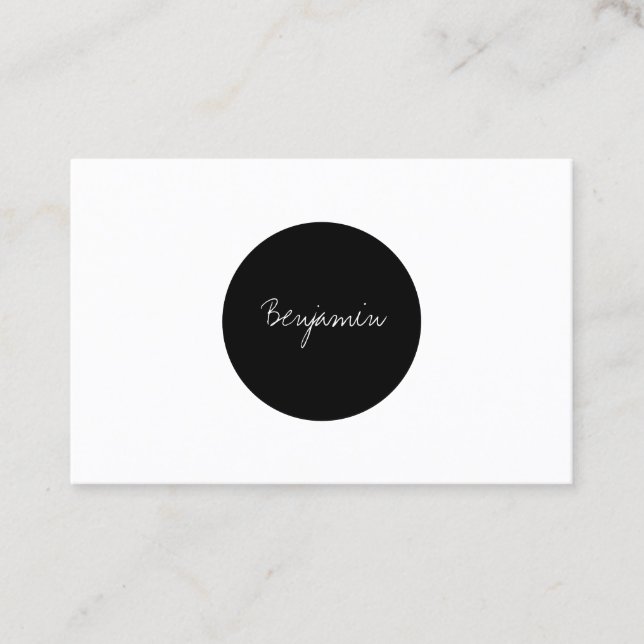 Modern Ovale Black and white Business Card (Front)