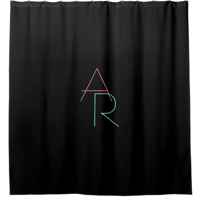 Modern Overlapping Initials | Pink Turquoise Black (Front)