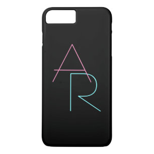 Modern Overlapping Initials Pink Turquoise Black Case-Mate iPhone Case
