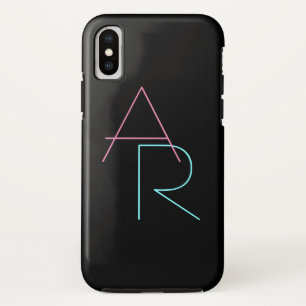 Modern Overlapping Initials   Pink Turquoise Black Case-Mate iPhone Case