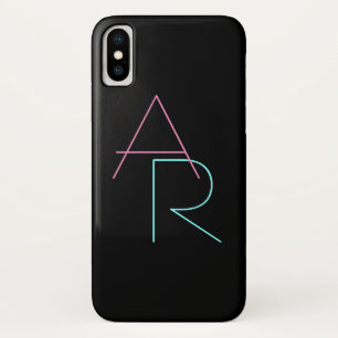 Modern Overlapping Initials   Pink Turquoise Black Case-Mate iPhone Case