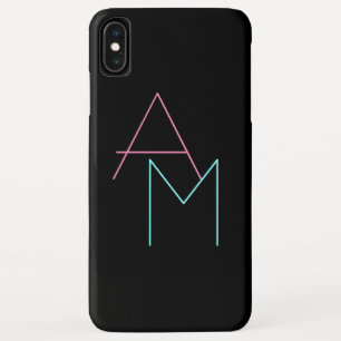 Modern Overlapping Initials   Pink Turquoise Black iPhone XS Max Case