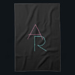 Modern Overlapping Initials | Pink Turquoise Black Kitchen Towel<br><div class="desc">Cool,  modern overlapping initials.</div>
