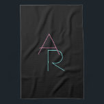 Modern Overlapping Initials | Pink Turquoise Black Kitchen Towel<br><div class="desc">Cool,  modern overlapping initials.</div>