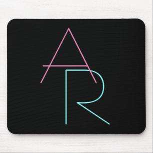 Modern Overlapping Initials   Pink Turquoise Black Mouse Pad