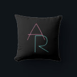 Modern Overlapping Initials | Pink Turquoise Black Throw Pillow<br><div class="desc">Cool,  modern overlapping initials.</div>