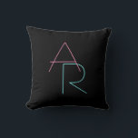 Modern Overlapping Initials | Pink Turquoise Black Throw Pillow<br><div class="desc">Cool,  modern overlapping initials.</div>