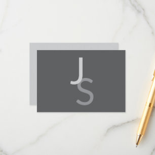 Modern Overlapping Monogrammed Initials   Gray Enclosure Card
