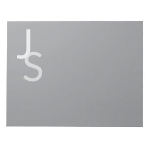 Modern Overlapping Monogrammed Initials   Gray Notepad