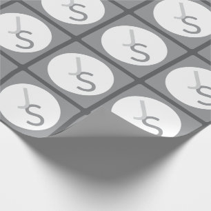 Modern Overlapping Monogrammed Initials   Gray Wrapping Paper