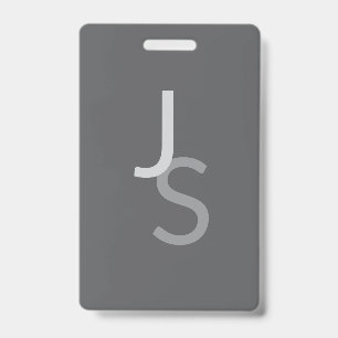 Modern Overlapping Monogrammed Initials Grey Badge