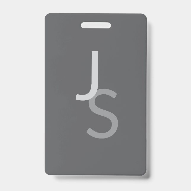 Modern Overlapping Monogrammed Initials | Grey Badge (Front)