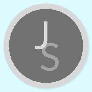 Modern Overlapping Monogrammed Initials   Grey Classic Round Sticker