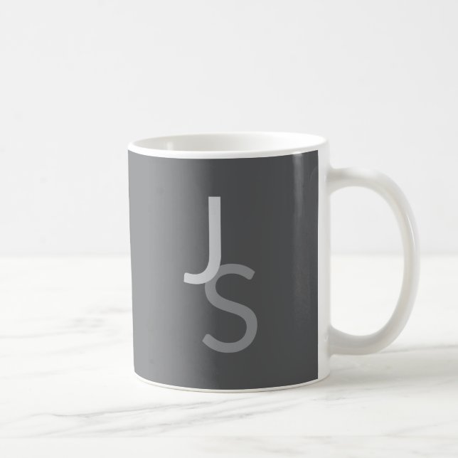Modern Overlapping Monogrammed Initials | Grey Coffee Mug (Right)