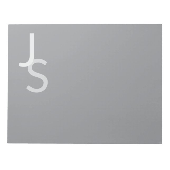 Modern Overlapping Monogrammed Initials | Grey Notepad (Front)