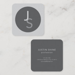 Modern Overlapping Monogrammed Initials   Grey Square Business Card