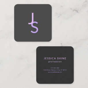 Modern Overlapping Monogrammed Initials   Grey Square Business Card