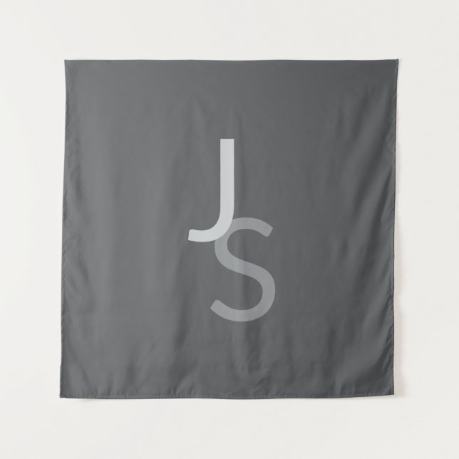 Modern Overlapping Monogrammed Initials | Grey Tapestry (Front)