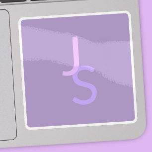 Modern Overlapping Monogrammed Initials Purple