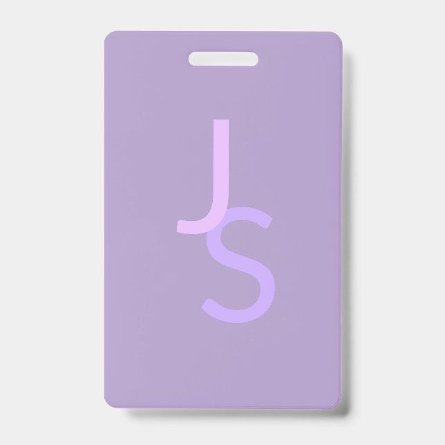 Modern Overlapping Monogrammed Initials | Purple Badge (Front)