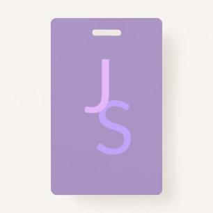 Modern Overlapping Monogrammed Initials   Purple Badge