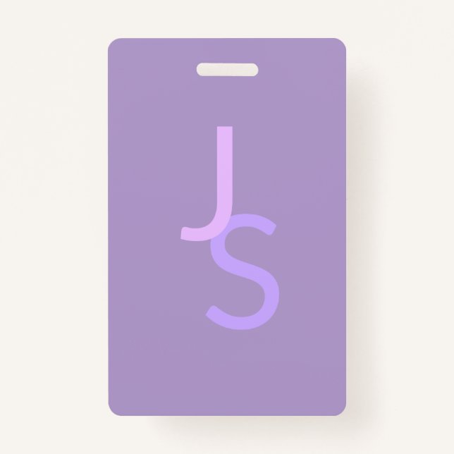 Modern Overlapping Monogrammed Initials | Purple Badge (Front)