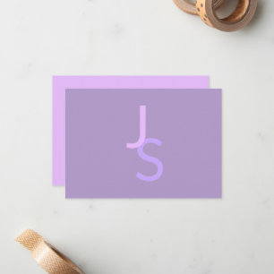 Modern Overlapping Monogrammed Initials   Purple Card