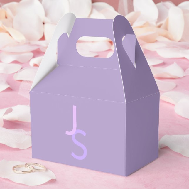 Modern Overlapping Monogrammed Initials | Purple Favor Box (Wedding)