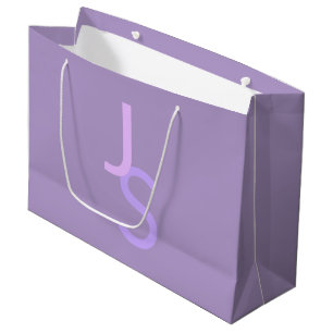 Modern Overlapping Monogrammed Initials   Purple Large Gift Bag