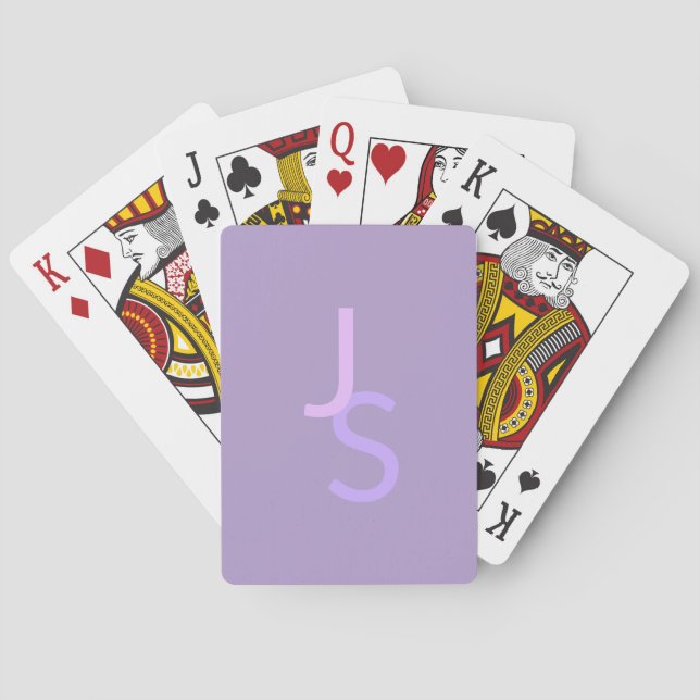 Modern Overlapping Monogrammed Initials | Purple Playing Cards (Back)
