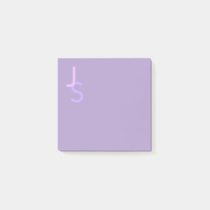 Modern Overlapping Monogrammed Initials   Purple Post-it Notes