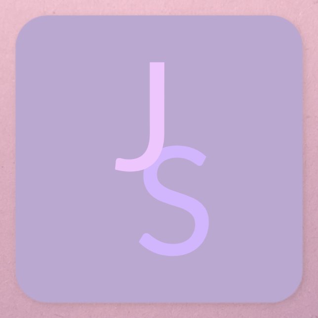 Modern Overlapping Monogrammed Initials | Purple Square Sticker (Creator Uploaded)