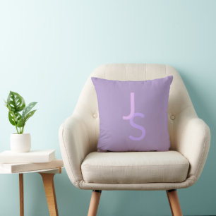 Modern Overlapping Monogrammed Initials   Purple Throw Pillow